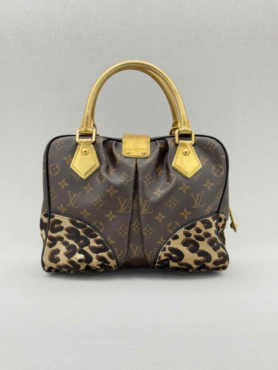 Pre - loved LOUIS VUITTON Adele Brown & Beige Leopard Top Handle at Reems Closet