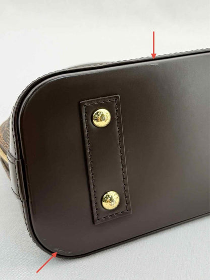 Pre - loved LOUIS VUITTON Alma Brown Damier Ebene Top Handle at Reems Closet