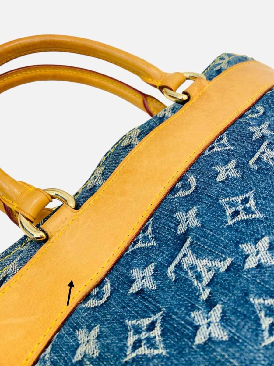 Pre - loved LOUIS VUITTON Baggy Denim Shoulder Bag at Reems Closet