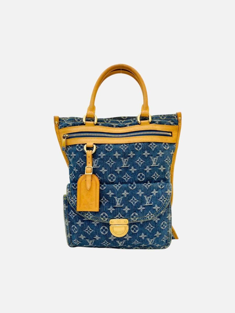 Pre - loved LOUIS VUITTON Baggy Denim Shoulder Bag at Reems Closet