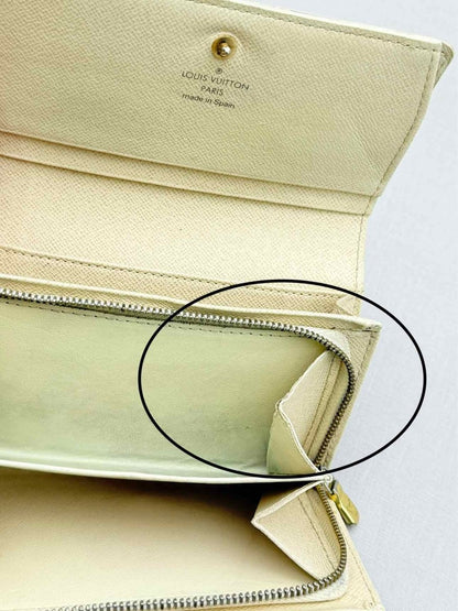 Pre - loved LOUIS VUITTON Beige Damier Azur Continental Wallet at Reems Closet