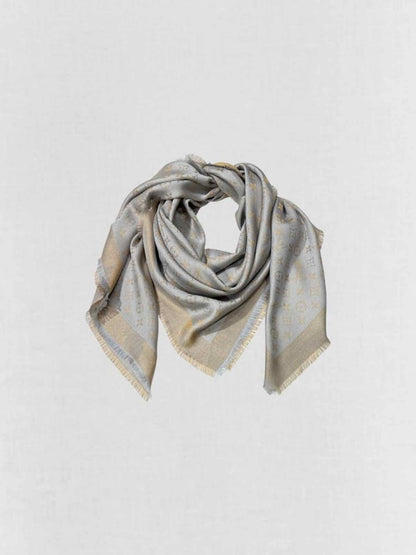 Pre - loved LOUIS VUITTON Beige Fringed Scarf at Reems Closet