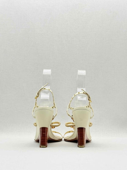 Pre - loved LOUIS VUITTON Beige & Tan Monogram Size EU 38.5 Wedges at Reems Closet