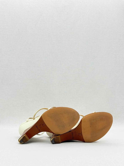 Pre - loved LOUIS VUITTON Beige & Tan Monogram Size EU 38.5 Wedges at Reems Closet