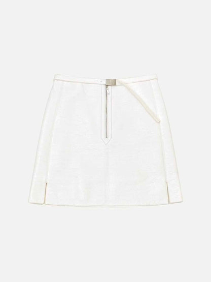 Pre - loved LOUIS VUITTON Belted White Skirt at Reems Closet