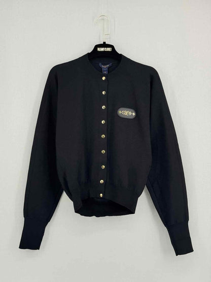 Pre - loved LOUIS VUITTON Black Logo Patch Size US 2 Cardigan at Reems Closet