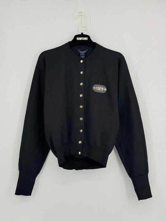 Pre - loved LOUIS VUITTON Black Logo Patch Size US 2 Cardigan at Reems Closet