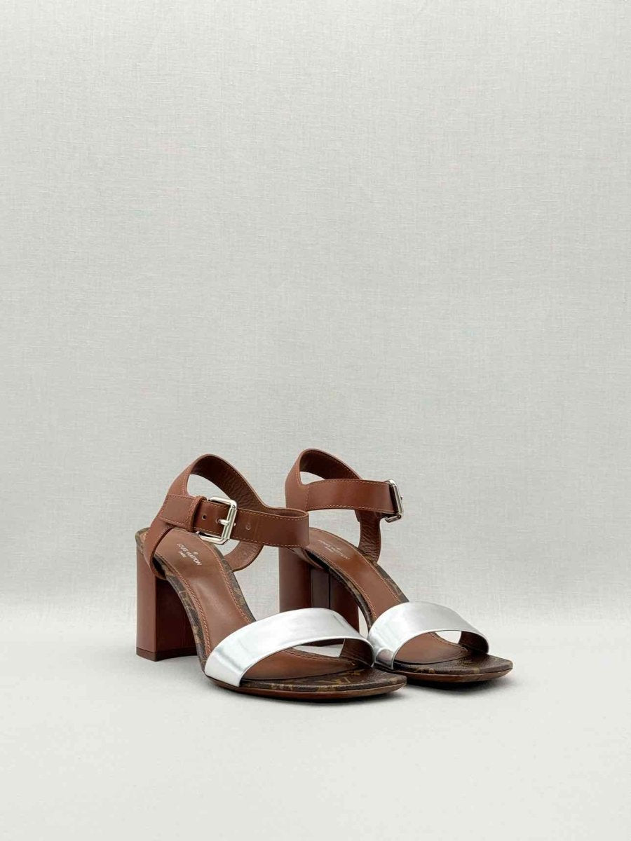 Pre-loved LOUIS VUITTON Bloom Monogram Size EU 39 Heeled Sandals at Reems Closet