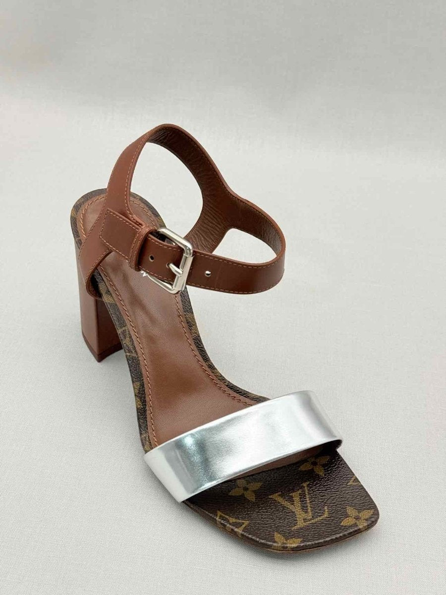 Pre-loved LOUIS VUITTON Bloom Monogram Size EU 39 Heeled Sandals at Reems Closet