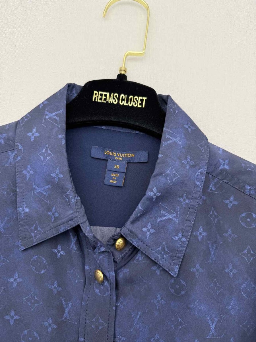 Pre-loved LOUIS VUITTON Blue Monogram Size US 6 Shirt at Reems Closet