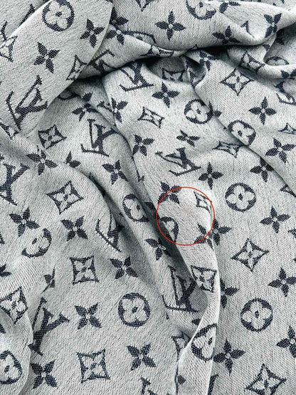 Pre - loved LOUIS VUITTON Blue & White Monogram Shawl at Reems Closet