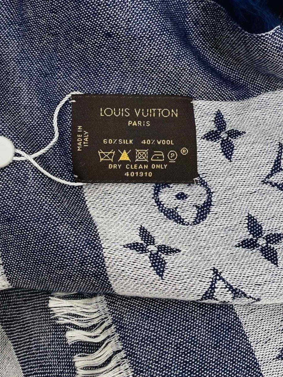 Pre - loved LOUIS VUITTON Blue & White Monogram Shawl at Reems Closet