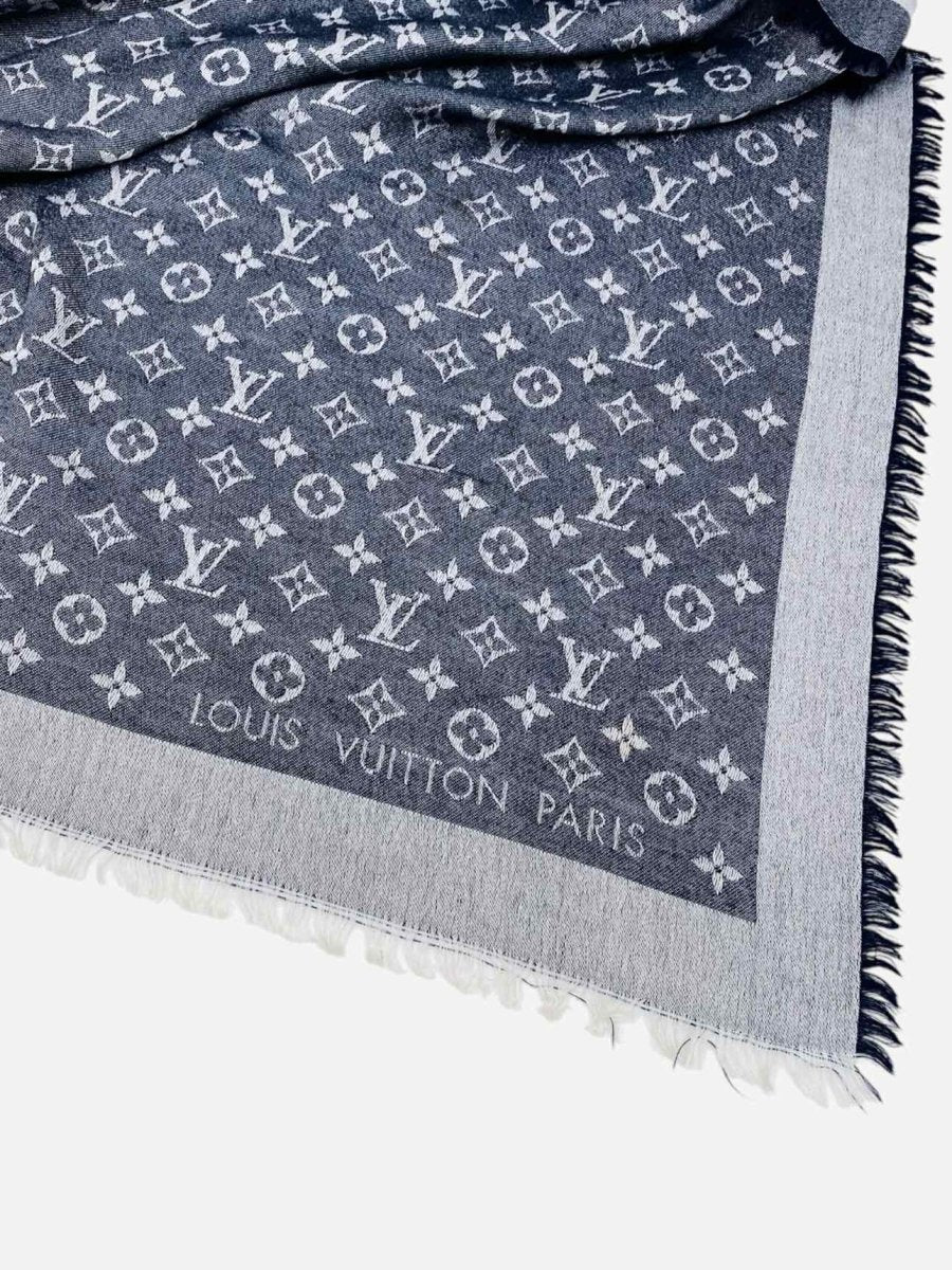 Pre - loved LOUIS VUITTON Blue & White Monogram Shawl at Reems Closet