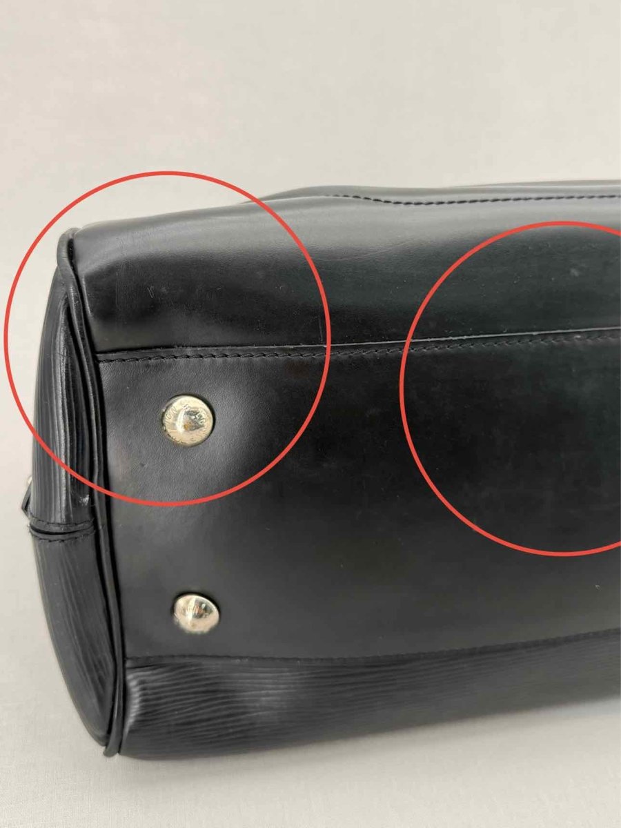 Pre - loved LOUIS VUITTON Bowling Montaigne Black Top Handle at Reems Closet