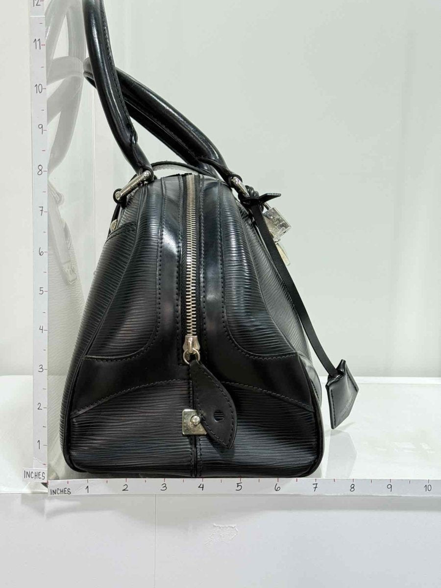 Pre - loved LOUIS VUITTON Bowling Montaigne Black Top Handle at Reems Closet