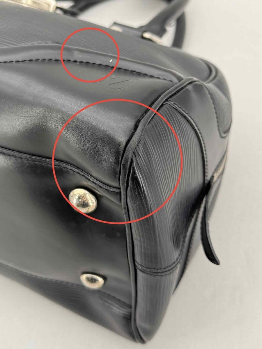 Pre - loved LOUIS VUITTON Bowling Montaigne Black Top Handle at Reems Closet