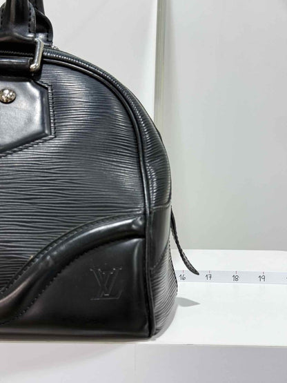Pre - loved LOUIS VUITTON Bowling Montaigne Black Top Handle at Reems Closet