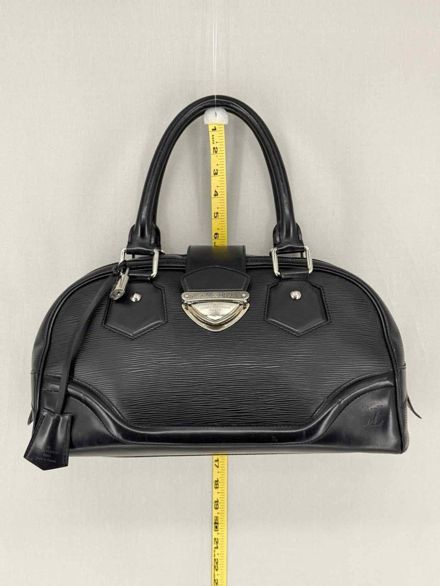Pre - loved LOUIS VUITTON Bowling Montaigne Black Top Handle at Reems Closet