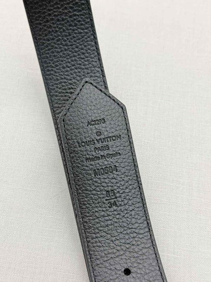 Pre-loved LOUIS VUITTON Brown & Black Monogram Belt at Reems Closet