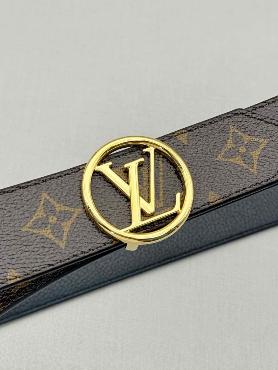 Pre-loved LOUIS VUITTON Brown & Black Monogram Belt at Reems Closet