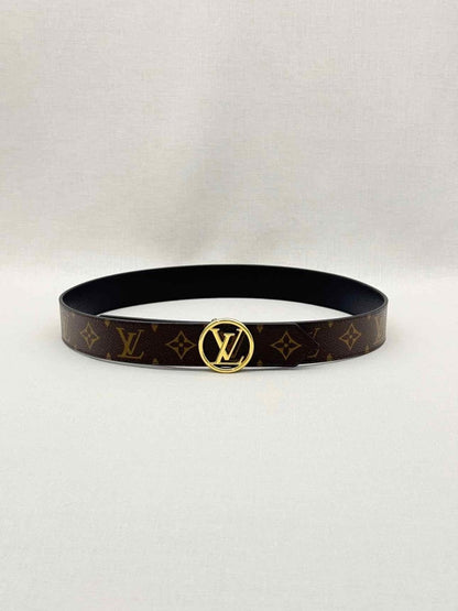 Pre-loved LOUIS VUITTON Brown & Black Monogram Belt at Reems Closet