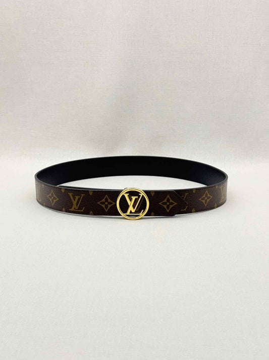Pre-loved LOUIS VUITTON Brown & Black Monogram Belt at Reems Closet
