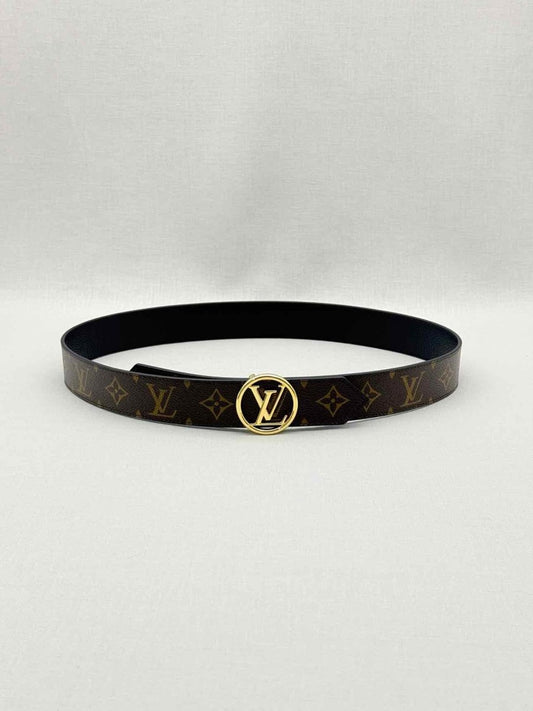 Pre-loved LOUIS VUITTON Brown & Black Monogram Belt at Reems Closet