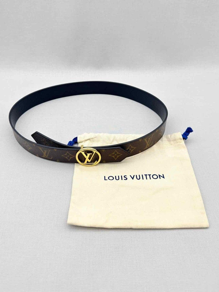 Pre-loved LOUIS VUITTON Brown & Black Monogram Belt at Reems Closet