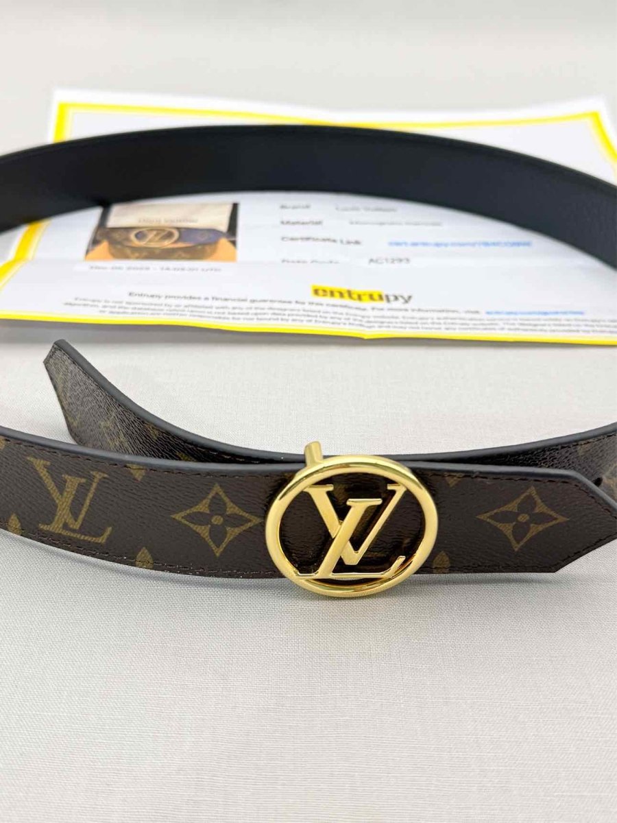 Pre - loved LOUIS VUITTON Brown & Black Monogram Belt at Reems Closet