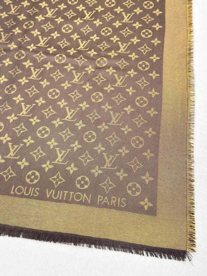 Pre-loved LOUIS VUITTON Brown & Gold Monogram Shawl at Reems Closet