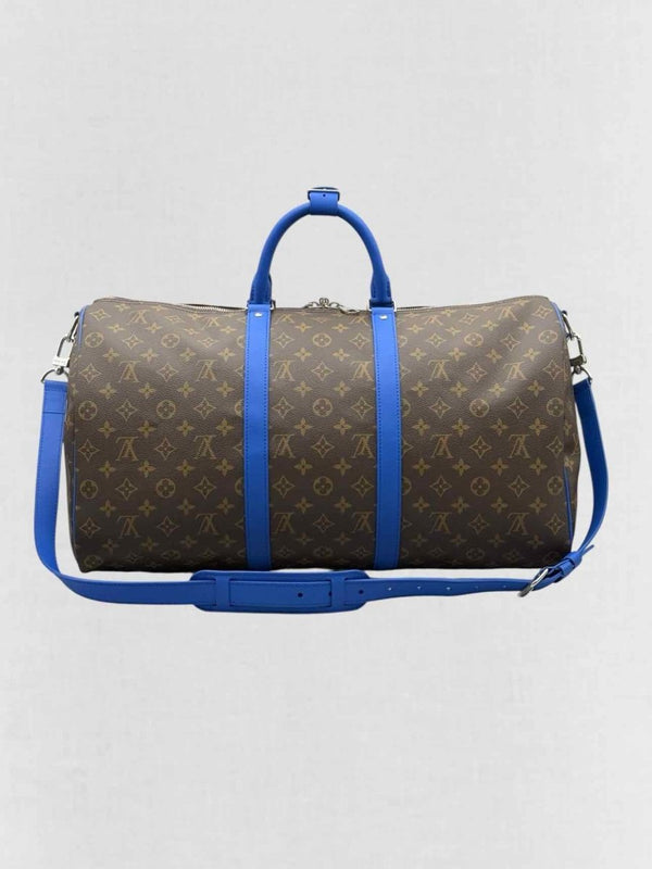 Pre - loved LOUIS VUITTON Brown w/ Blue Monogram Duffel bag at Reems Closet