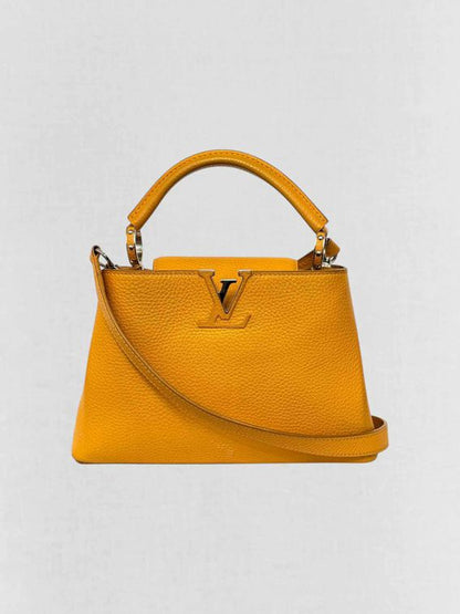 Pre - loved LOUIS VUITTON CAPUCINES Mustard Top Handle at Reems Closet