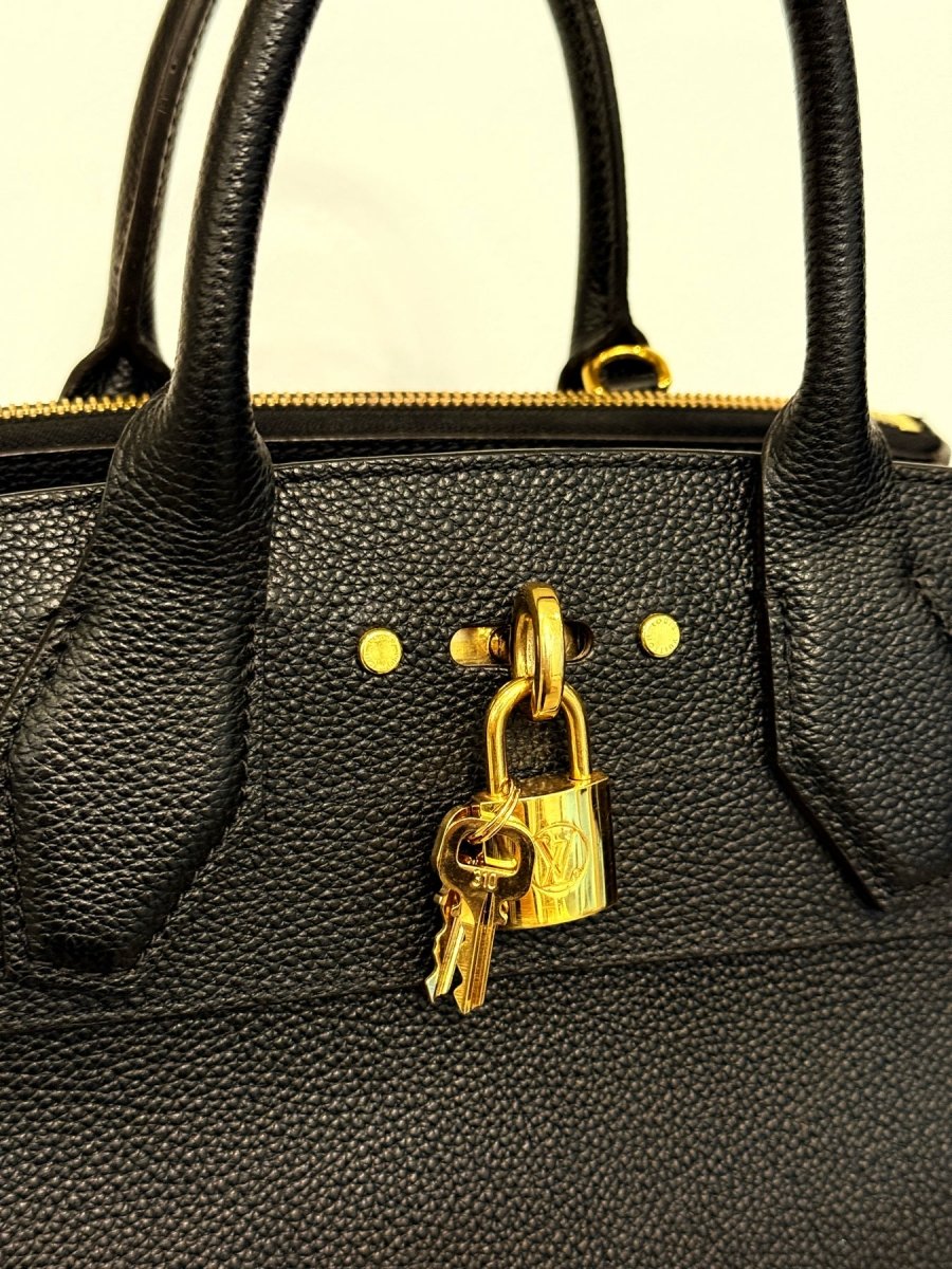 Pre - loved LOUIS VUITTON City Streamer Black Top Handle at Reems Closet