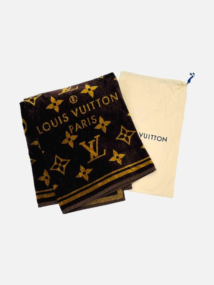 Pre - loved LOUIS VUITTON Classic Brown & Beige Beach Towel at Reems Closet