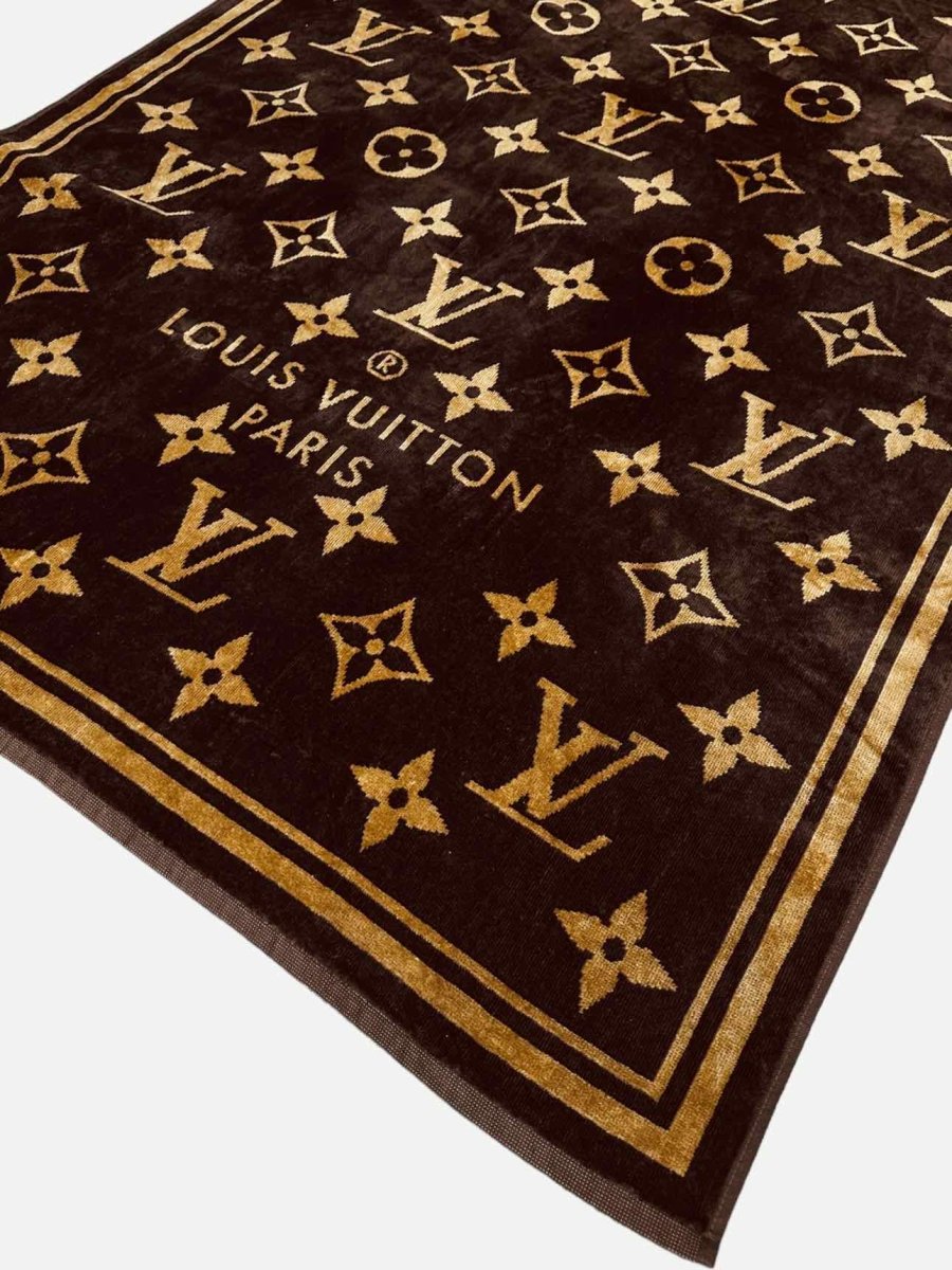 Pre - loved LOUIS VUITTON Classic Brown & Beige Beach Towel at Reems Closet