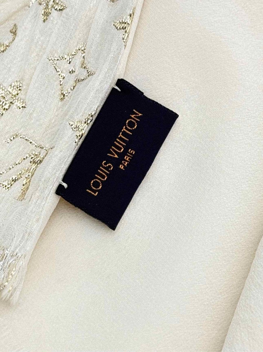 Pre - loved LOUIS VUITTON Cream Monogram Scarf at Reems Closet