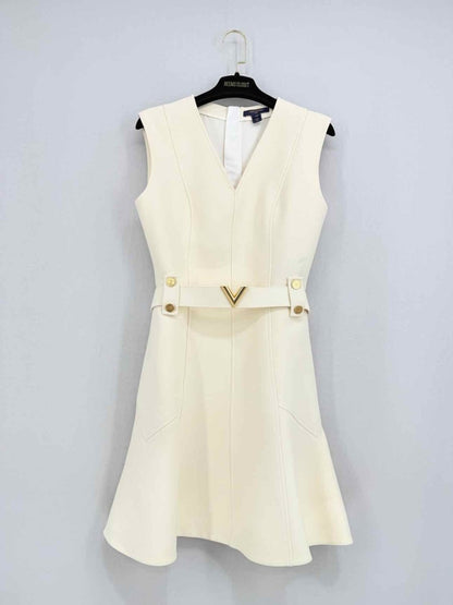 Pre - loved LOUIS VUITTON Cream Size US 2 Short Dress at Reems Closet