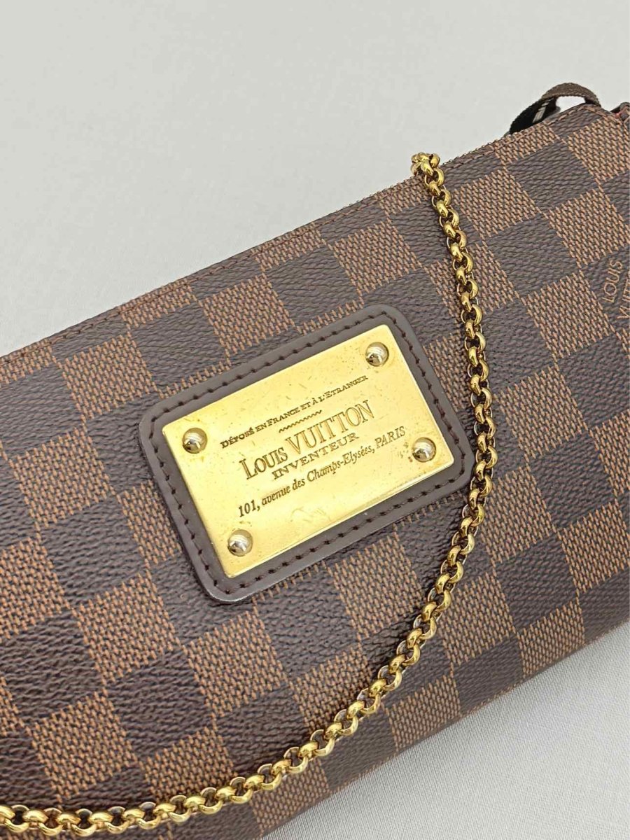 Pre - loved LOUIS VUITTON Eva Brown Damier Ebene Shoulder Bag at Reems Closet