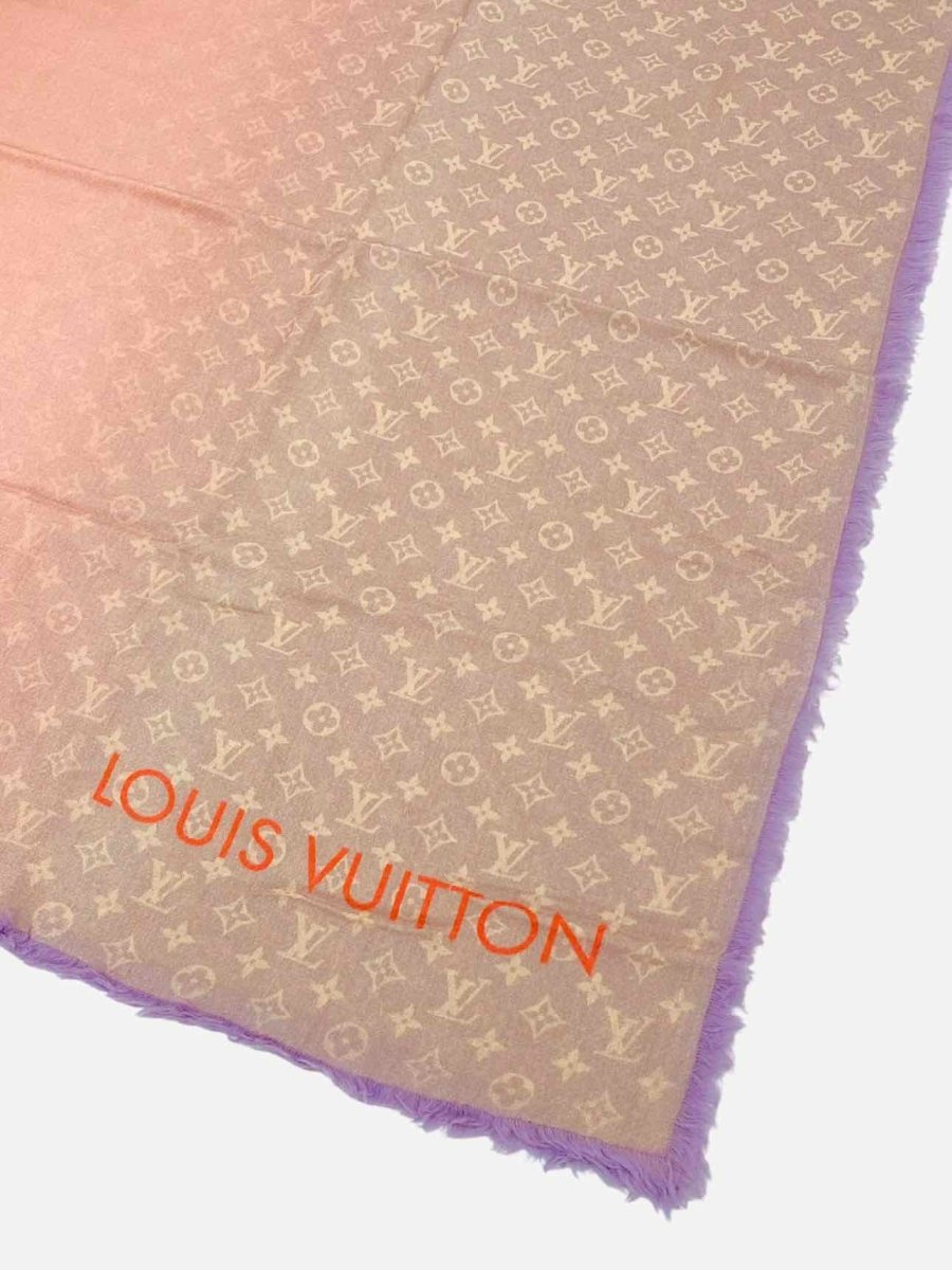 Pre - loved LOUIS VUITTON Fall For You Peach & Mauve Monogram Shawl at Reems Closet