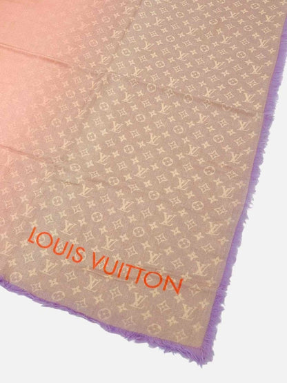 Pre - loved LOUIS VUITTON Fall For You Peach & Mauve Monogram Shawl at Reems Closet