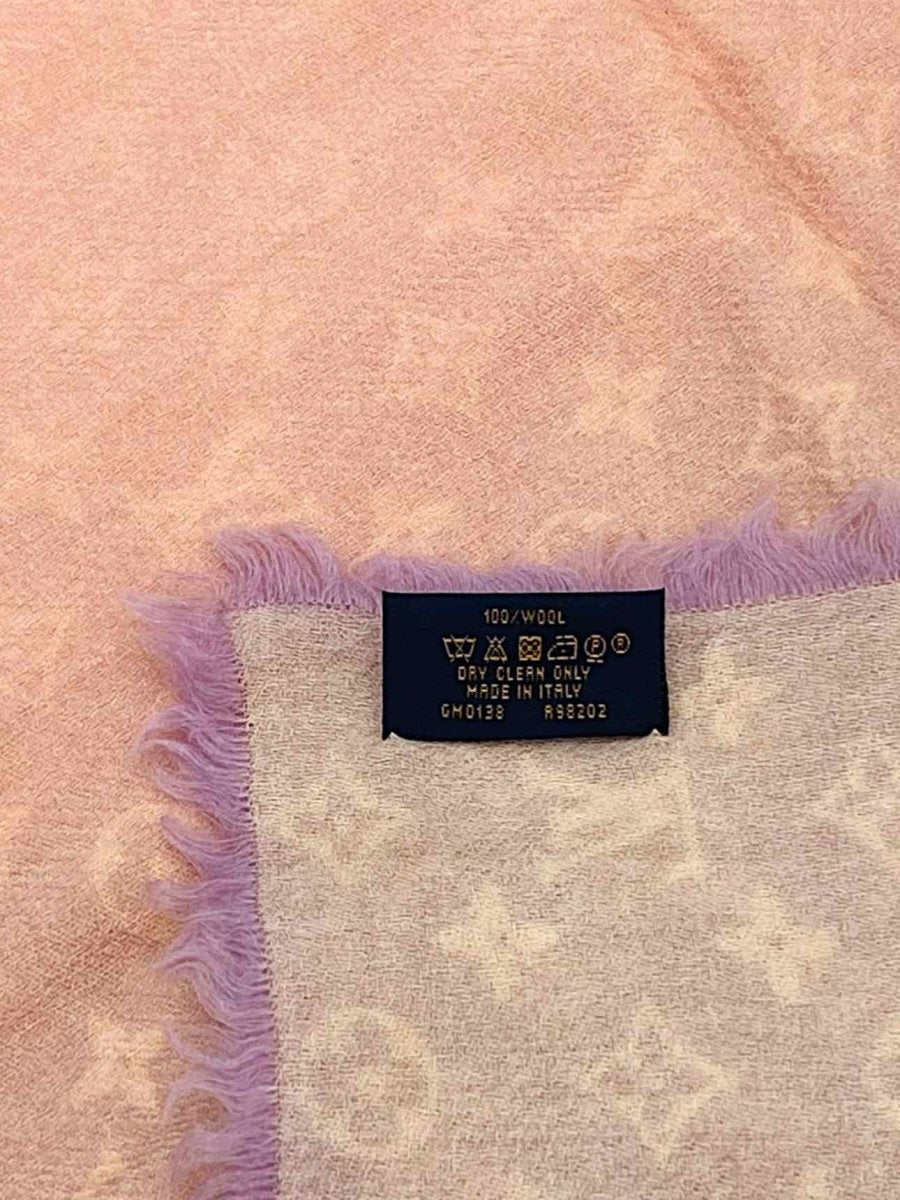 Pre - loved LOUIS VUITTON Fall For You Peach & Mauve Monogram Shawl at Reems Closet