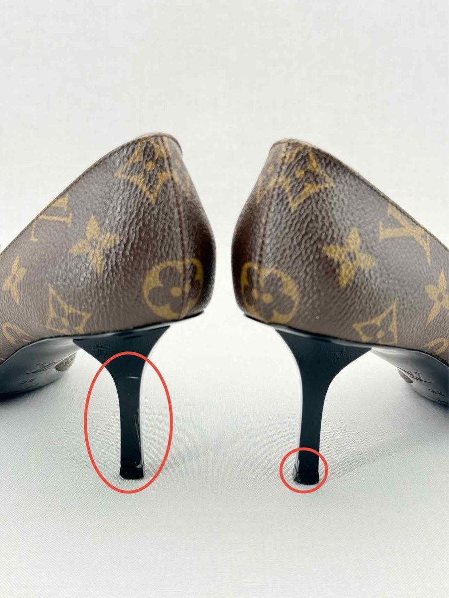 Pre - loved LOUIS VUITTON Fetish Brown Monogram Size EU 38 Pumps at Reems Closet
