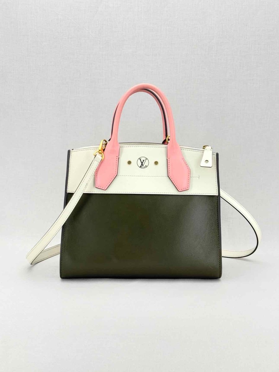 Pre - loved LOUIS VUITTON Green, White & Pink Top Handle at Reems Closet