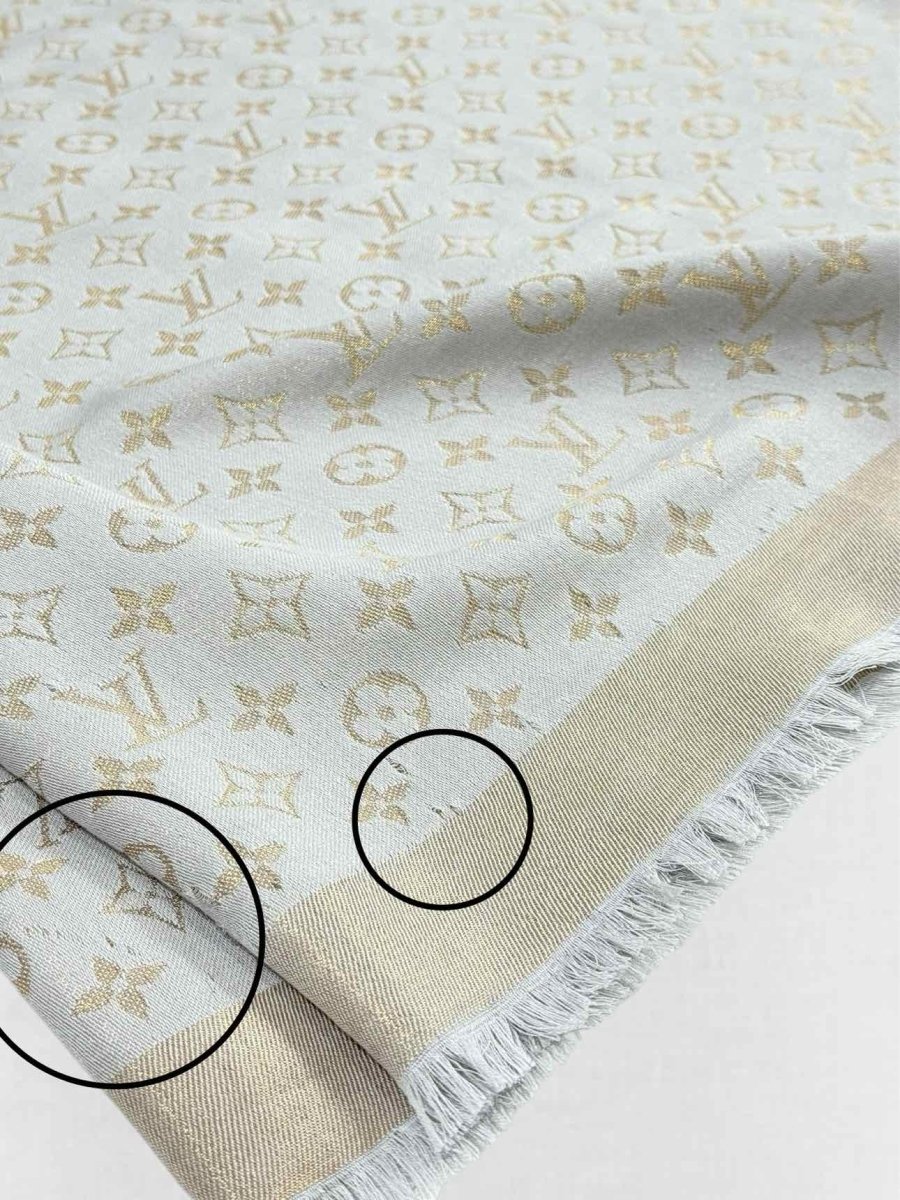 Pre - loved LOUIS VUITTON Grey & Gold Shawl at Reems Closet