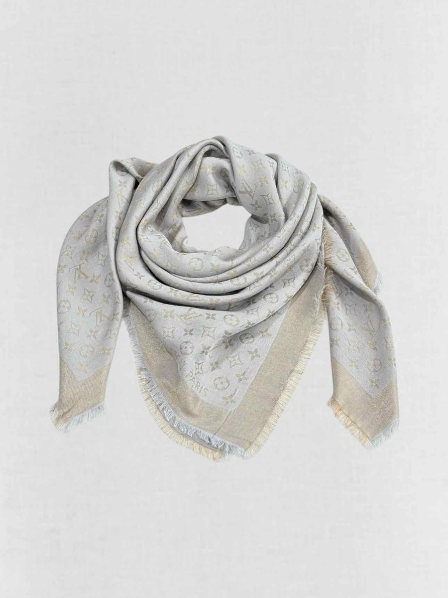 Pre - loved LOUIS VUITTON Grey & Gold Shawl at Reems Closet