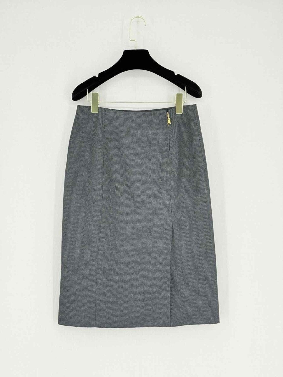 Pre - loved LOUIS VUITTON Grey Herringbone Size US 4 Pencil Skirt at Reems Closet