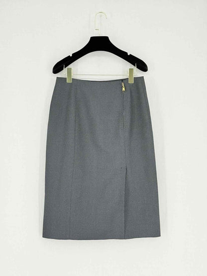 Pre - loved LOUIS VUITTON Grey Herringbone Size US 4 Pencil Skirt at Reems Closet