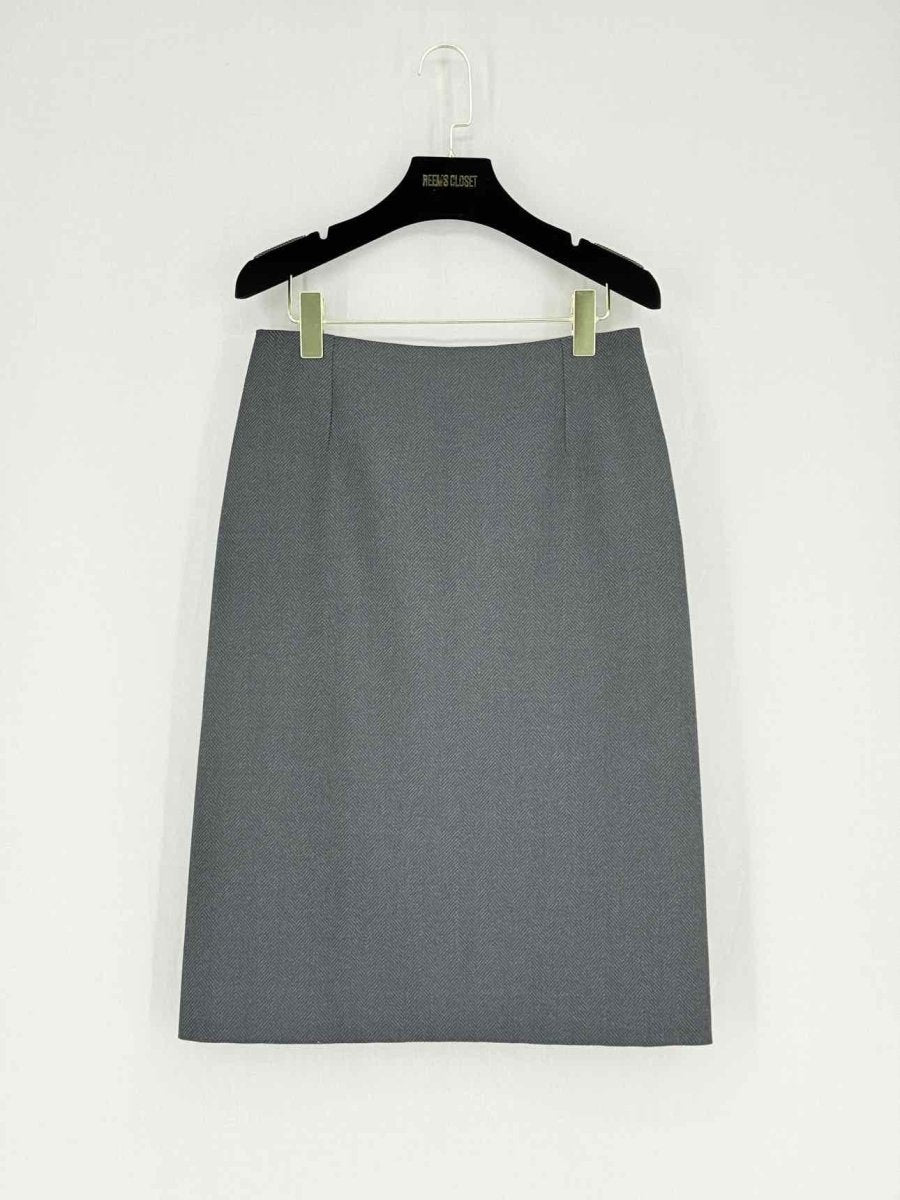 Pre - loved LOUIS VUITTON Grey Herringbone Size US 4 Pencil Skirt at Reems Closet