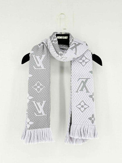 Pre - loved LOUIS VUITTON Grey Logomania Scarf at Reems Closet