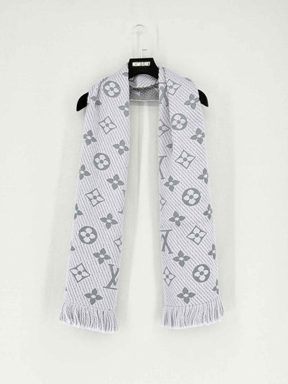 Pre - loved LOUIS VUITTON Grey Logomania Scarf at Reems Closet
